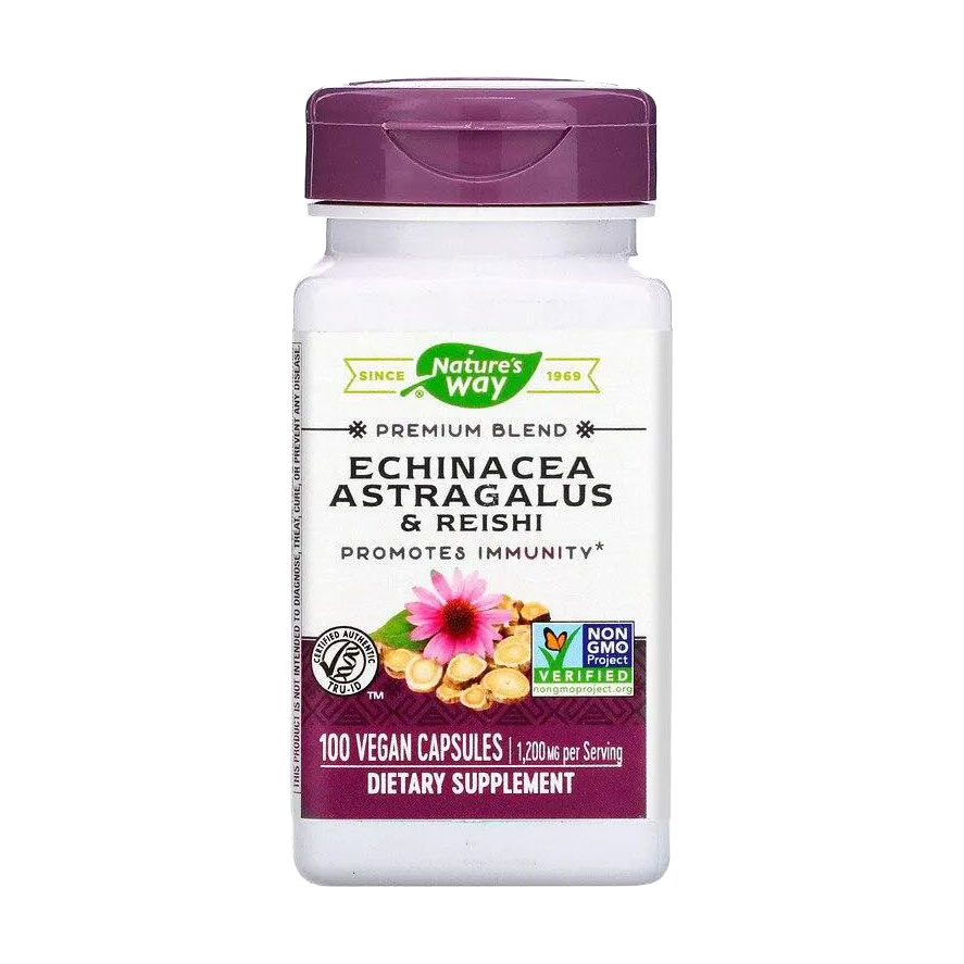 Ехінацея, астрагал і рейші Nature's Way Echinacea Astragalus &amp; Reishi 1200 мг, 100 веганських капсул