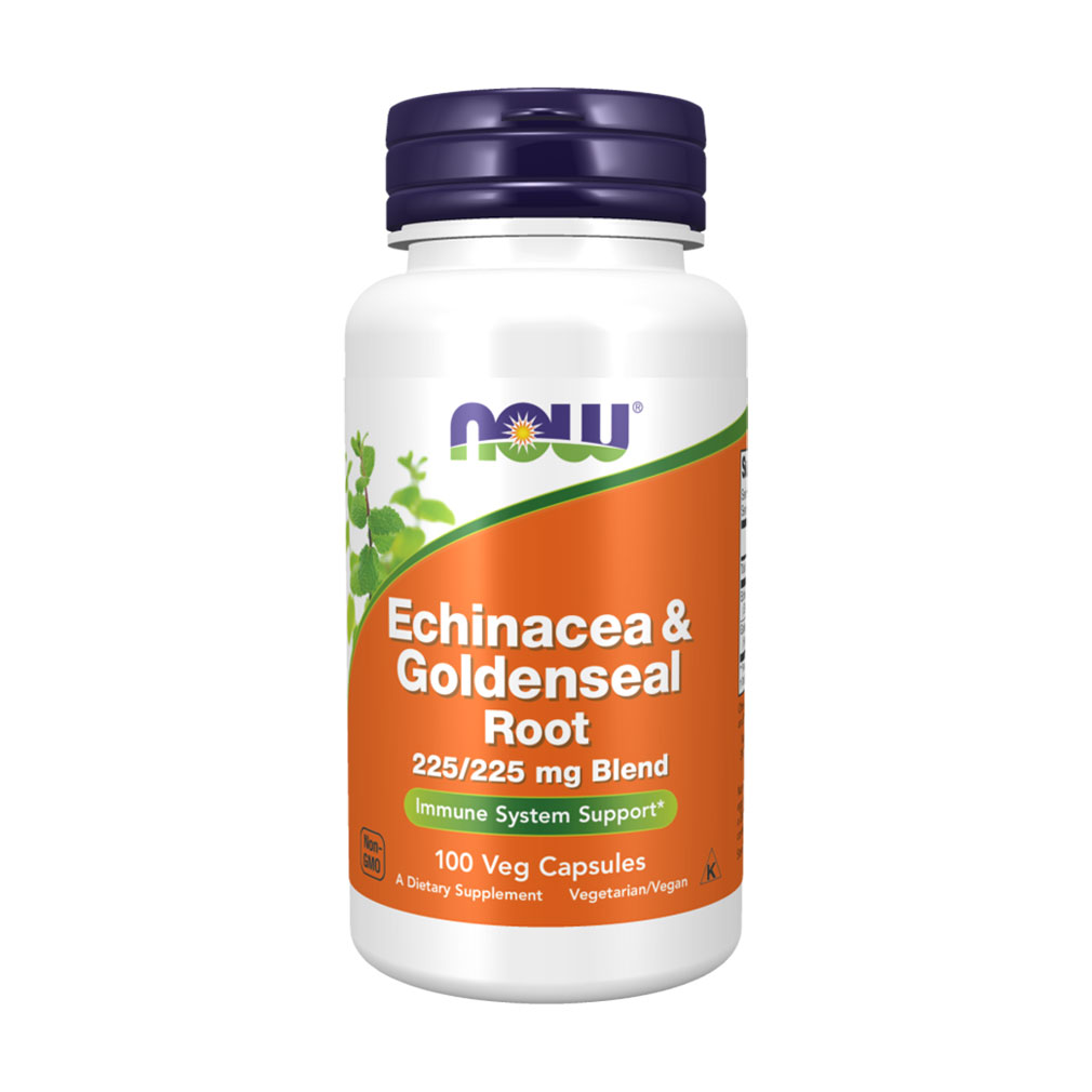 Уцінка! Ехінацея та гідрастіс NOW Foods Echinacea &amp; Goldenseal Root 225/225 мг, 100 вегетаріанських капсул